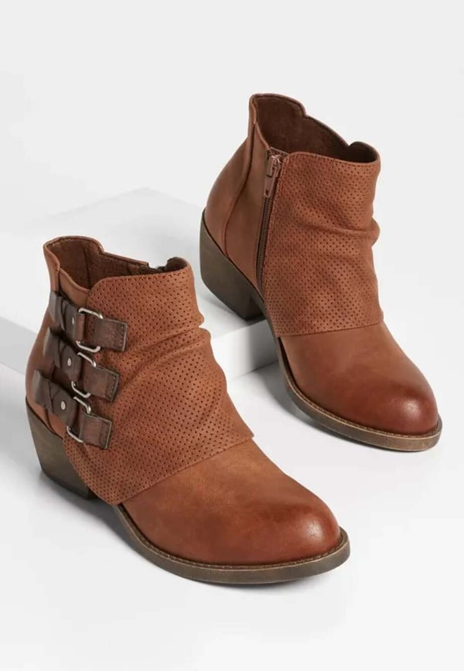 Maurices Caitlyn Triple Buckle Moto Ankle Bootie Brown size 7.5